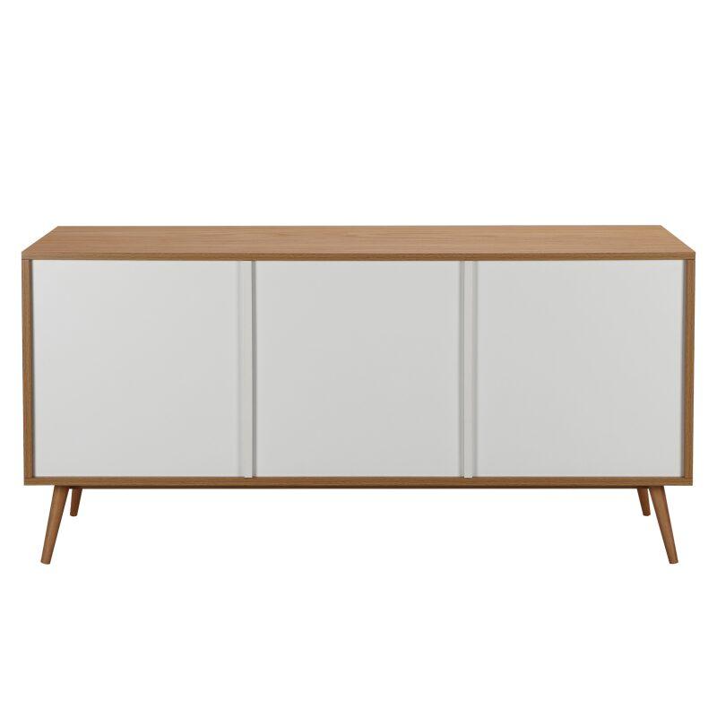 Buffet scandinavo effetto legno chiaro 2 ante 3 cassetti 150 cm (2/6)