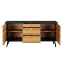 Buffet scandinavo effetto legno chiaro 2 ante 3 cassetti 150 cm