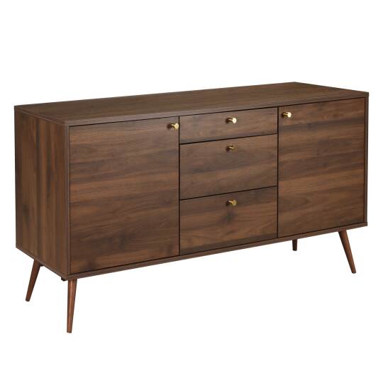 Buffet design effetto legno chiaro 2 ante 3 cassetti 150 cm | Oviala