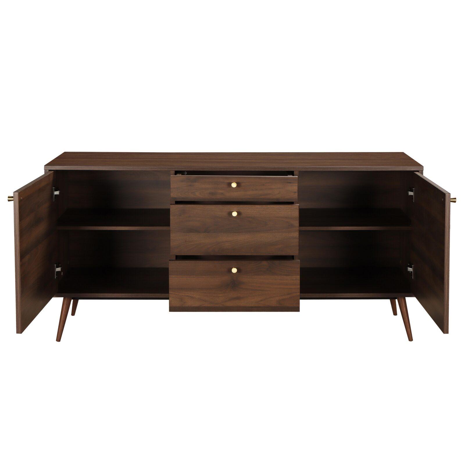 Buffet design effetto legno chiaro 2 ante 3 cassetti 150 cm