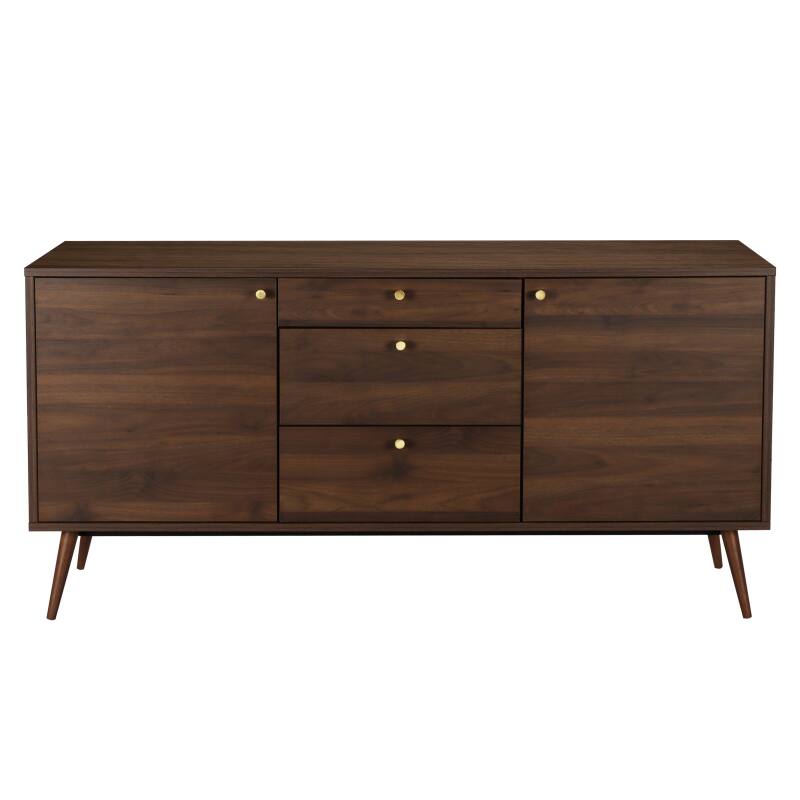 Buffet design effetto legno chiaro 2 ante 3 cassetti 150 cm (4/6)