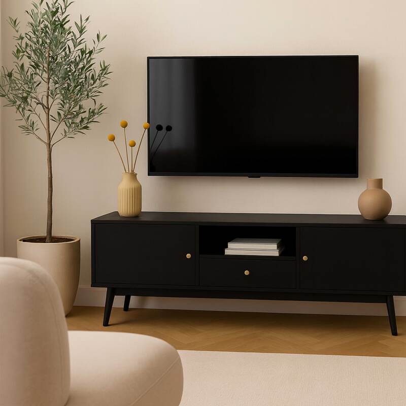 Mobile TV effetto legno nero da 150 cm design