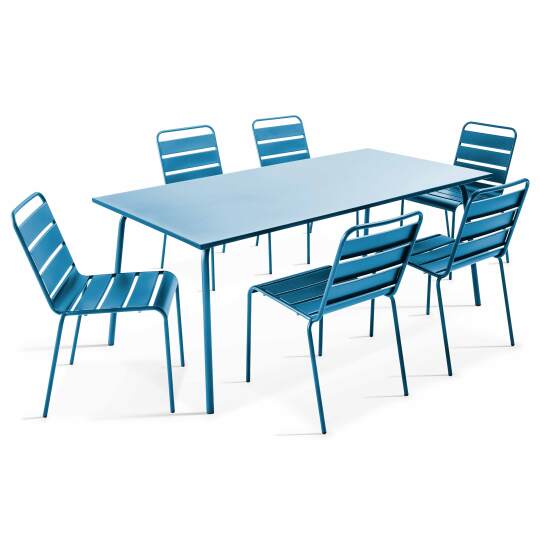 Tavolo da giardino rettangolare 180 x 90 cm e 6 sedie in metallo