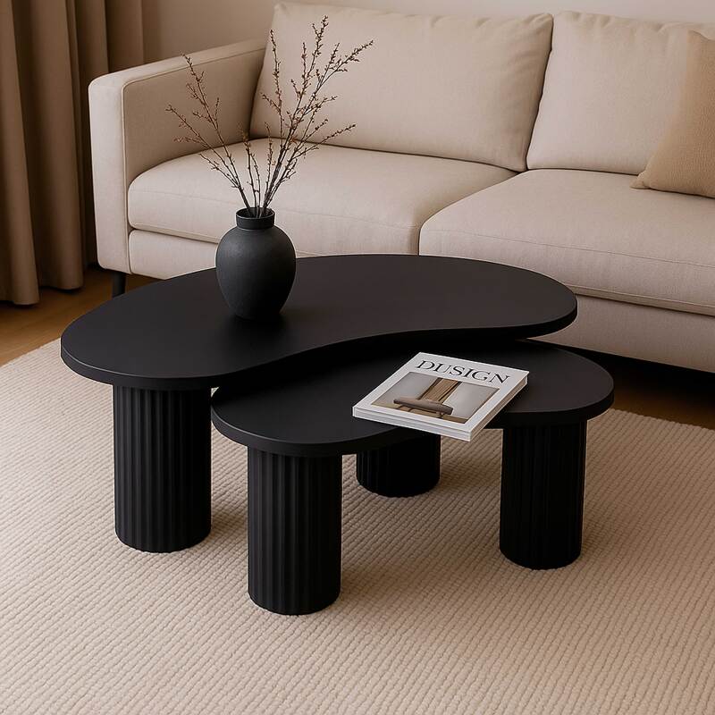 Tavolini estraibili di design forma organica 42x70 cm e 60x100 cm