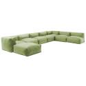 Divano angolare modulare con 5 poltrone, 2 poltrone angolari e 1 pouf