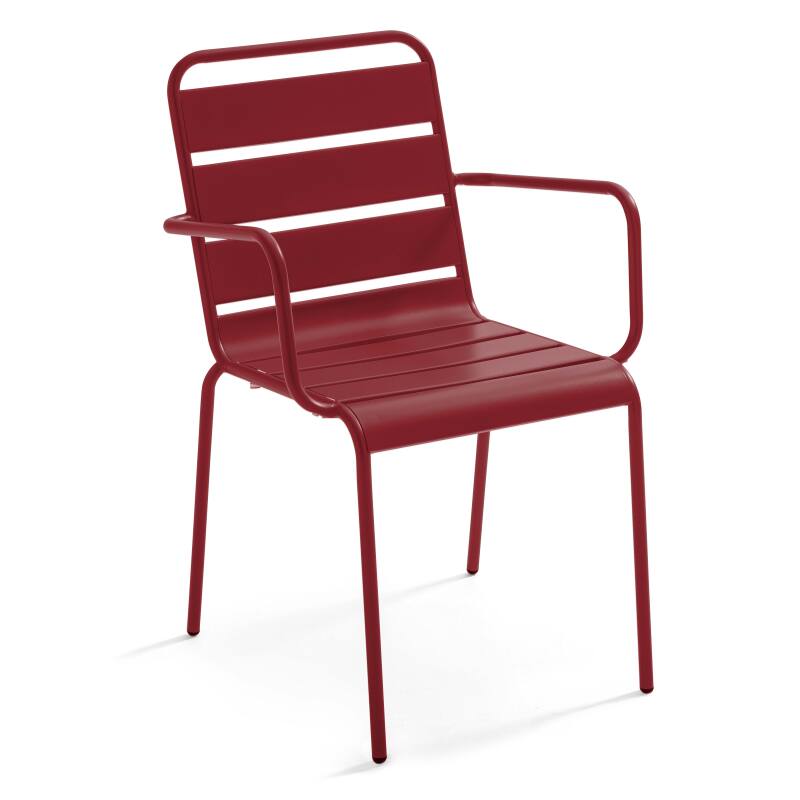 Tavolo da giardino in metallo 180x90 cm e 6 sedie con braccioli