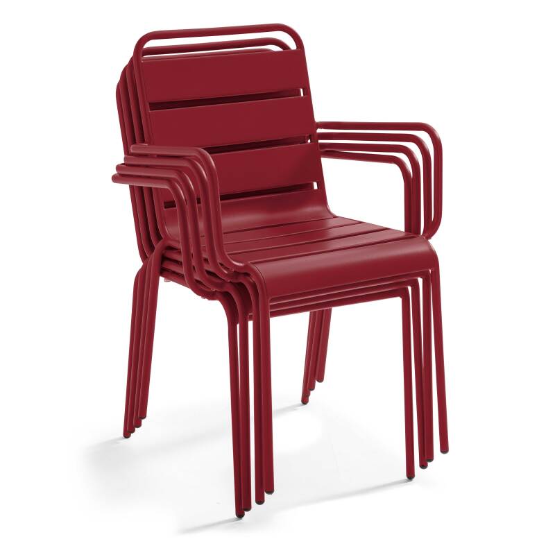 Tavolo da giardino in metallo 180x90 cm e 6 sedie con braccioli