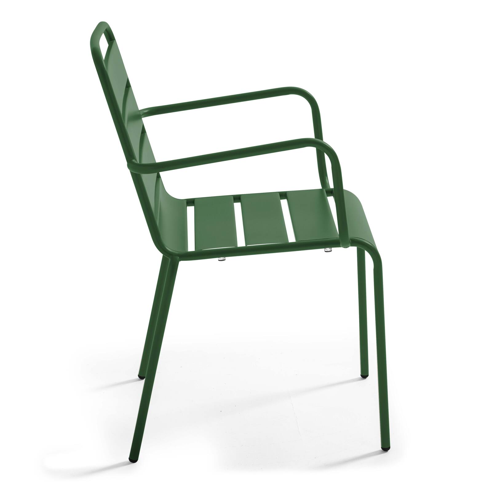 Tavolo da giardino in metallo 120x70 cm e 4 sedie con braccioli