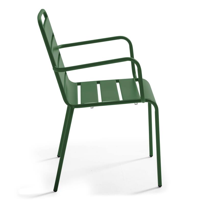 Tavolo da giardino in metallo 120x70 cm e 4 sedie con braccioli (7/8)