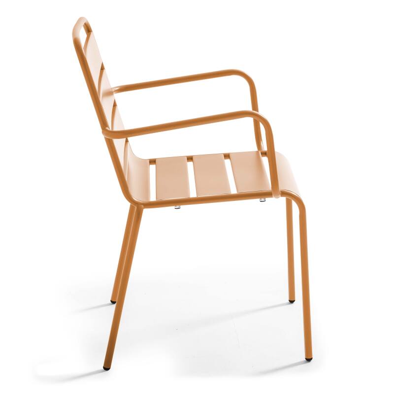 Tavolo da giardino quadrato in metallo 70x70 cm e 4 sedie con braccioli