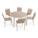 Tavolo da giardino rotondo Ø120 x 72 cm e 6 sedie in metallo