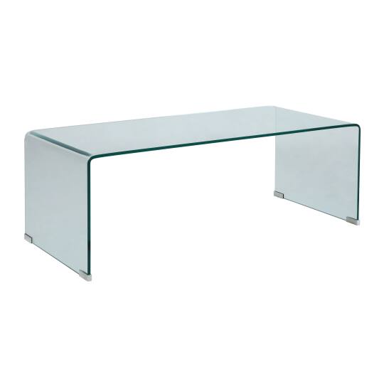 Tavolino da salotto in vetro temperato rettangolare 110x50 cm | Oviala