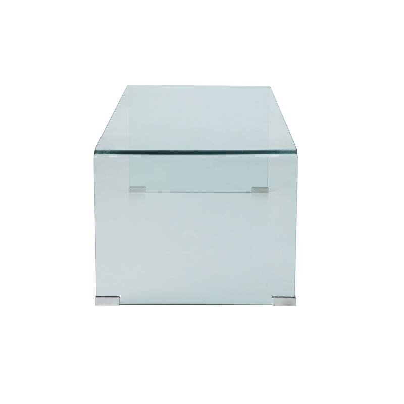 Tavolino da salotto in vetro temperato rettangolare 110x50 cm