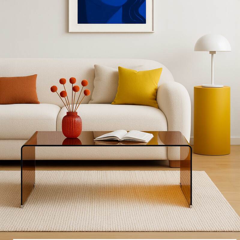 Tavolino da salotto in vetro temperato rettangolare 110x50 cm (5/6)