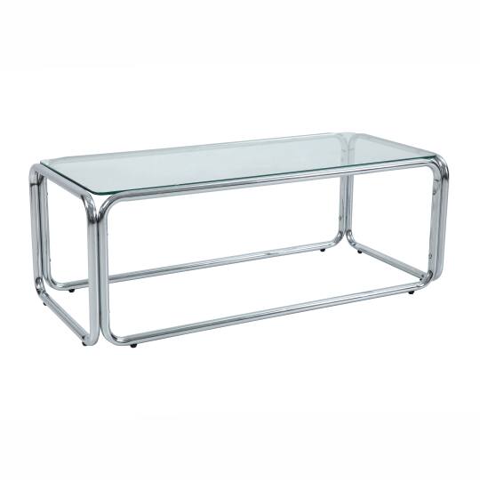 Tavolino da salotto in vetro temperato rettangolare 110x50 cm | Oviala
