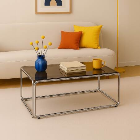 Tavolino da salotto in vetro temperato rettangolare 110x50 cm