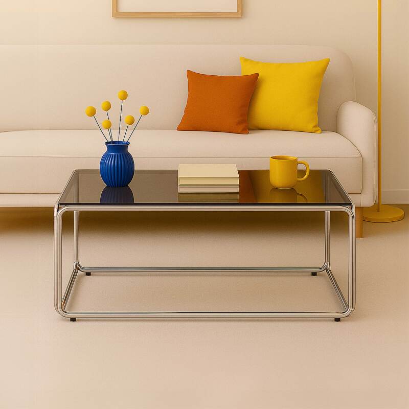 Tavolino da salotto in vetro temperato rettangolare 110x50 cm (5/6)