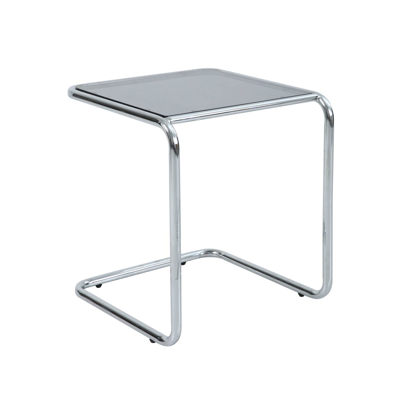 Tavolino laterale in vetro temperato quadrato 50x46 cm