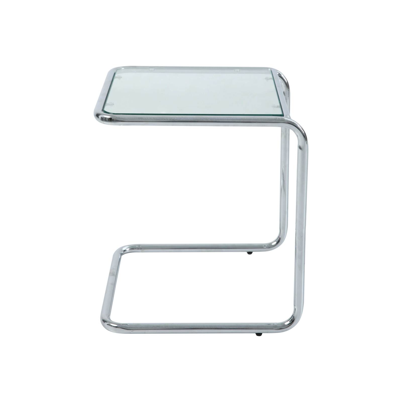 Tavolino laterale in vetro temperato quadrato 50x46 cm