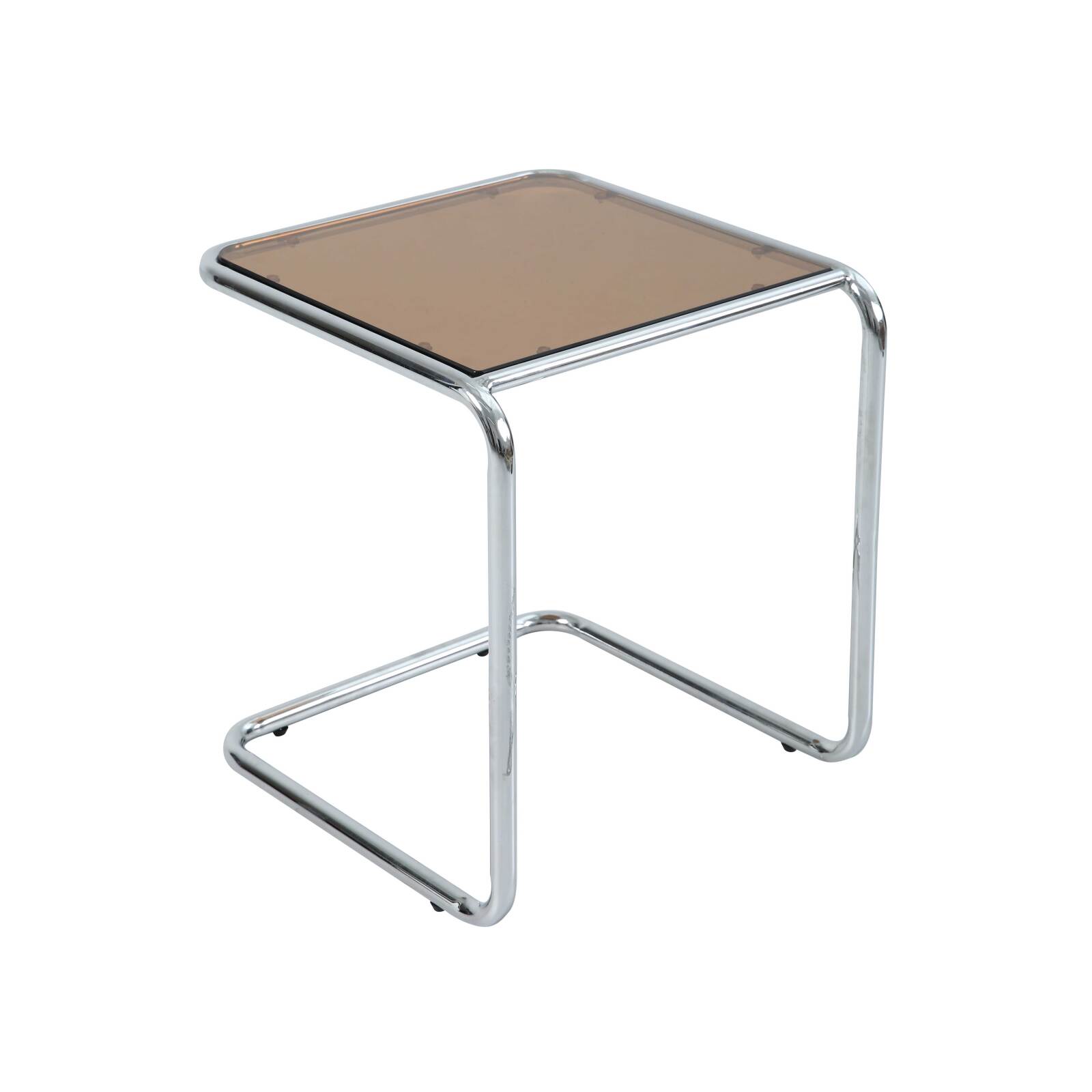 Tavolino laterale in vetro temperato quadrato 50x46 cm