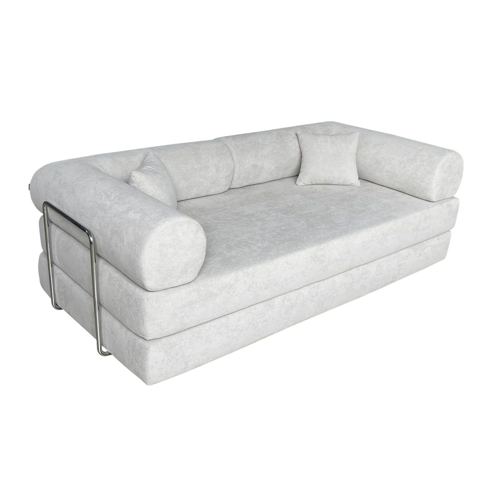 Divano letto 2 posti in tessuto con cuscini