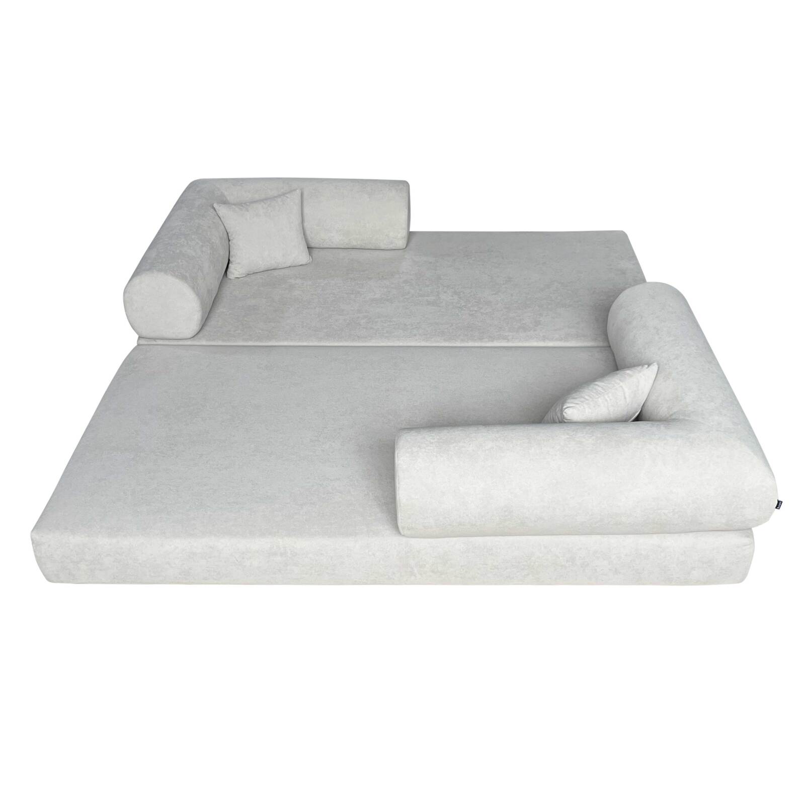 Divano letto 2 posti in tessuto con cuscini