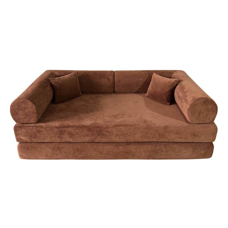 Divano letto 2 posti in tessuto con cuscini (2/8)