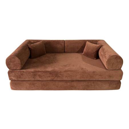 Divano letto 2 posti in tessuto con cuscini (2/8)