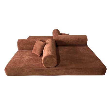 Divano letto 2 posti in tessuto con cuscini (4/8)