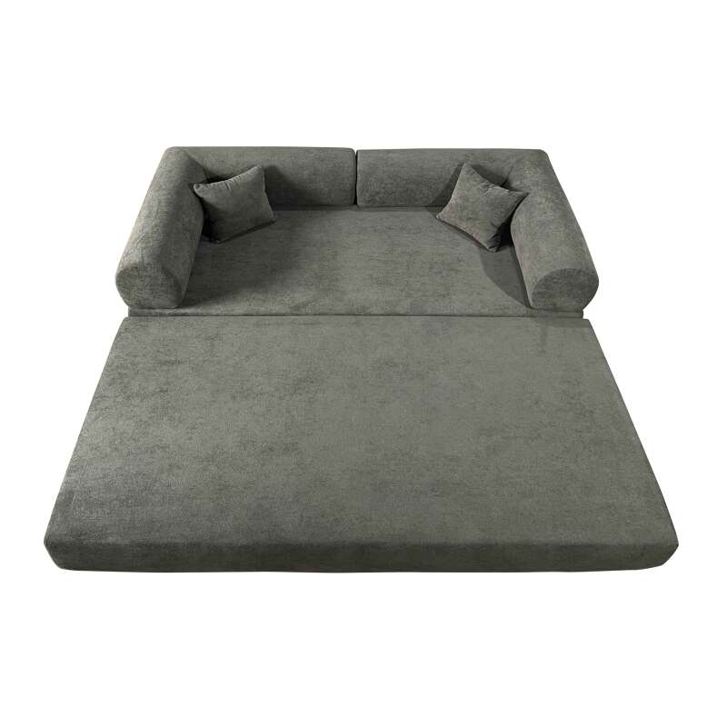 Divano letto 2 posti in tessuto con cuscini (5/7)