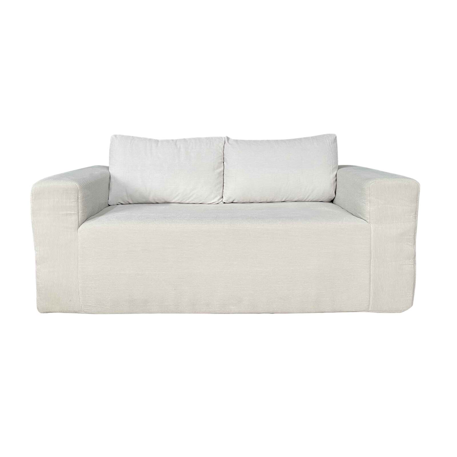 Divano 2 posti in tessuto a coste con cuscini