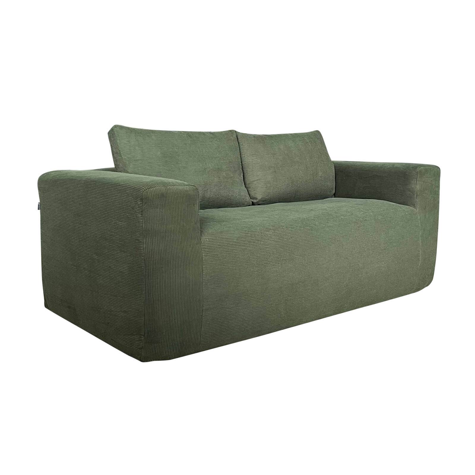 Divano 2 posti in tessuto a coste con cuscini