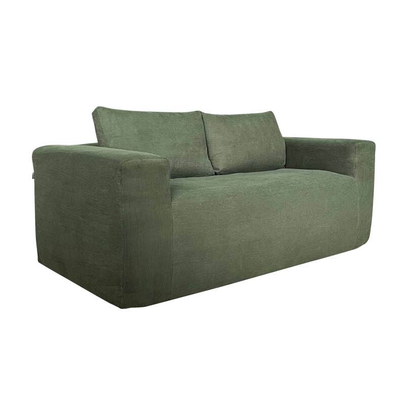 Divano 2 posti in tessuto a coste con cuscini