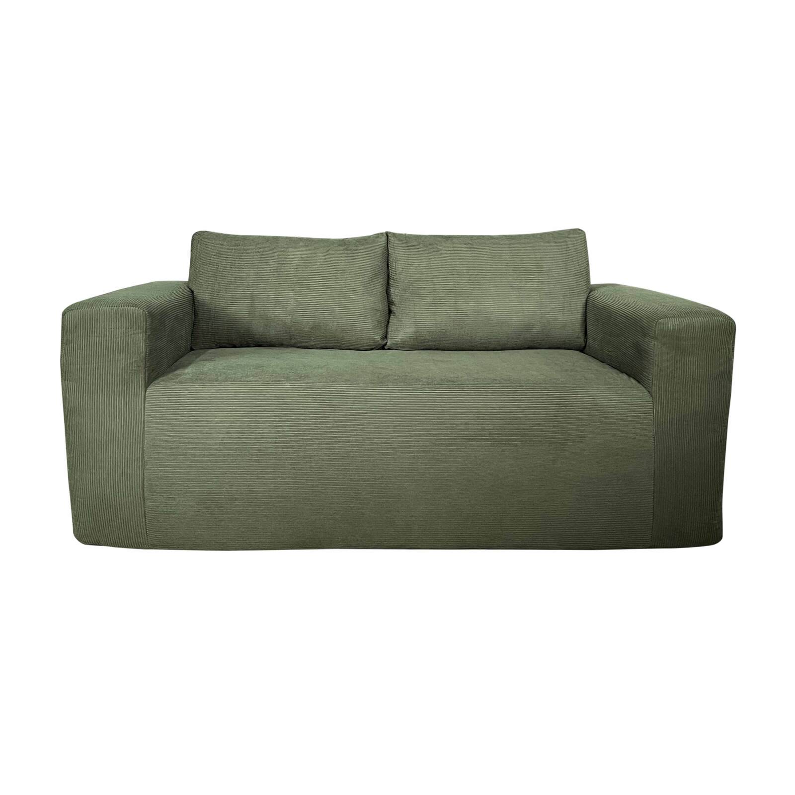 Divano 2 posti in tessuto a coste con cuscini