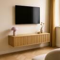 Mobile TV sospeso effetto legno chario 120 cm stile scandinavo