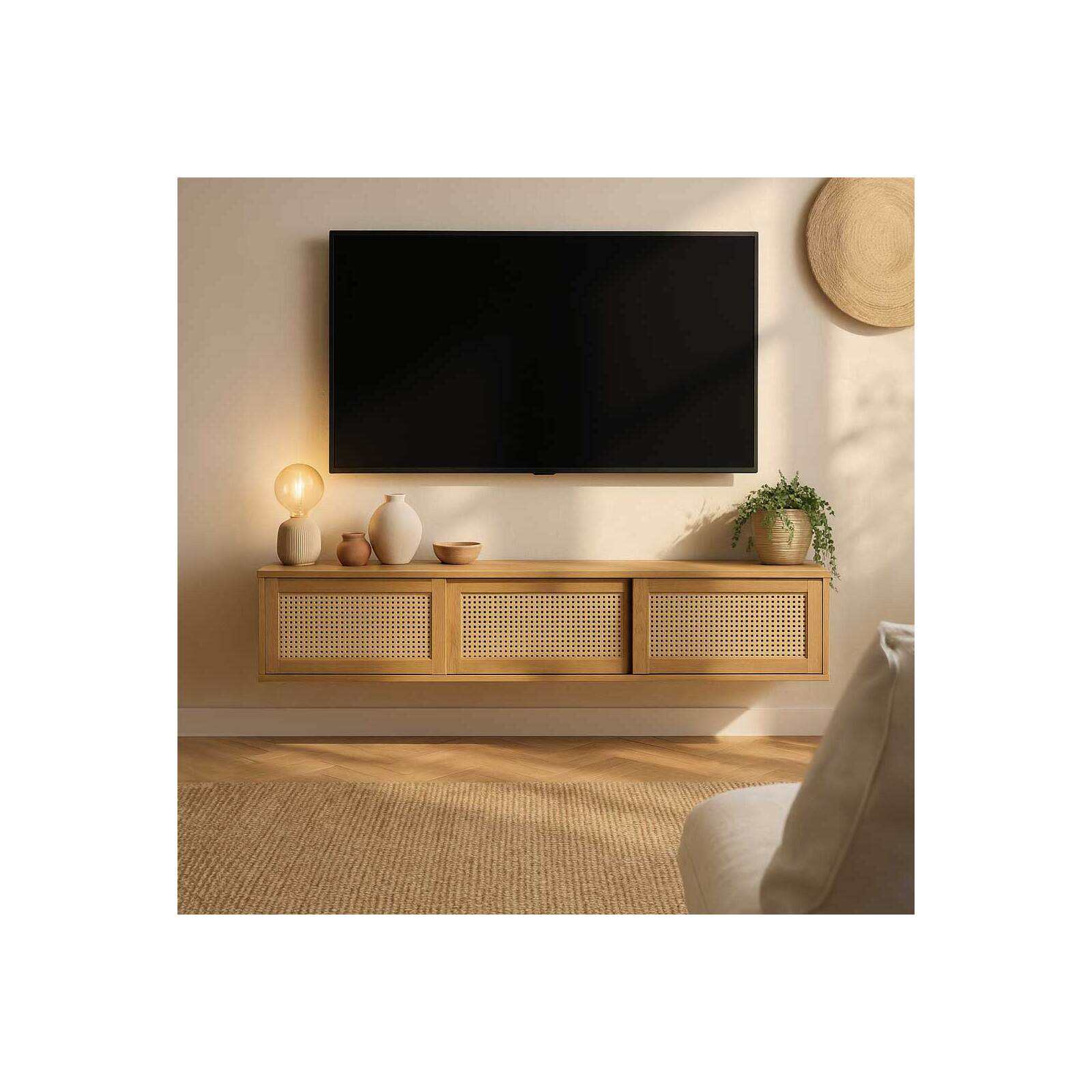 Mobile TV sospeso effetto legno chario 160 cm stile bohemien