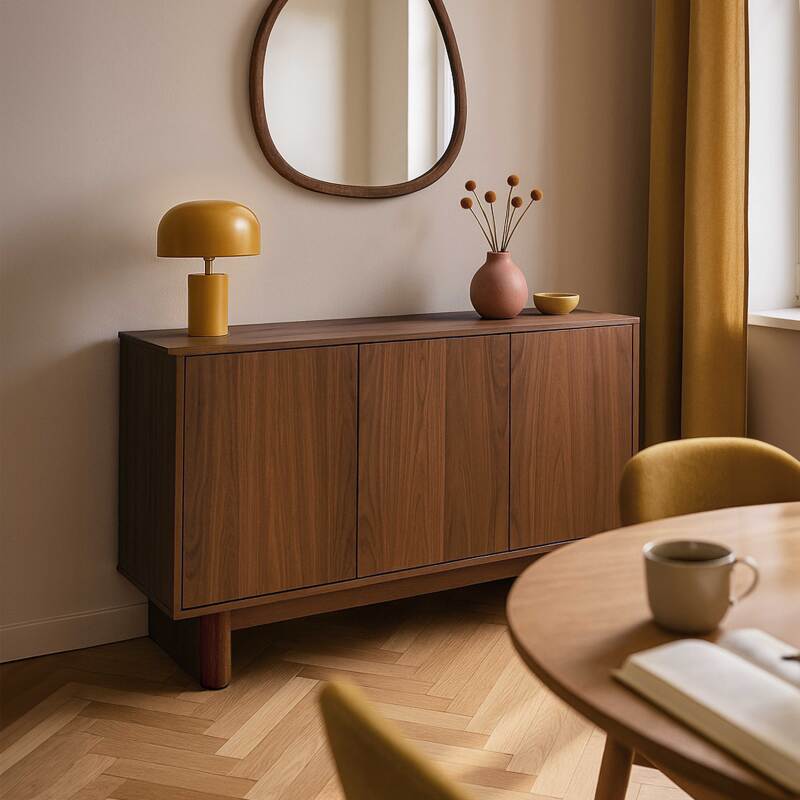 Buffet scandinavo effetto legno 3 ante 120 cm