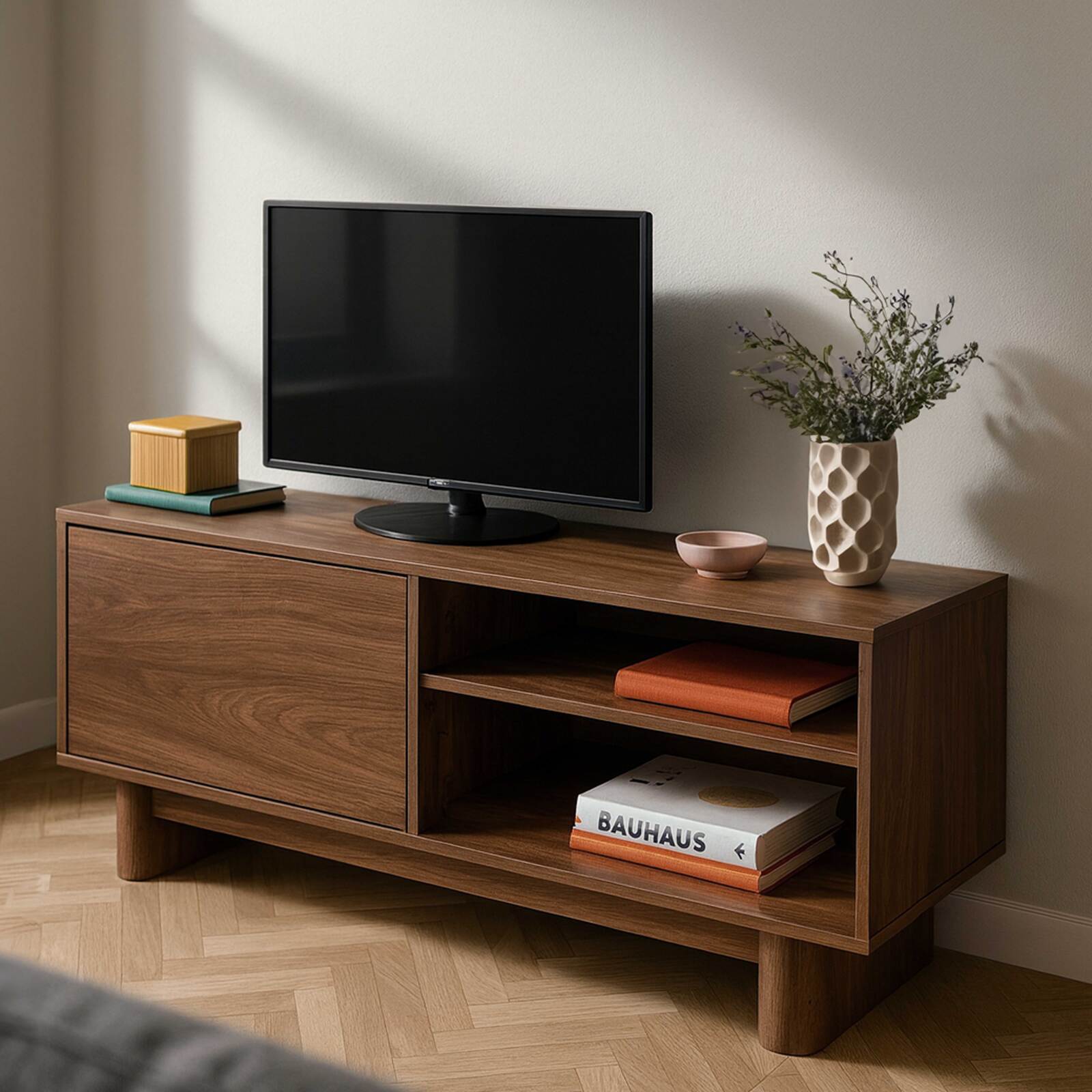 Mobile TV effetto legno 120 cm stile scandinavo