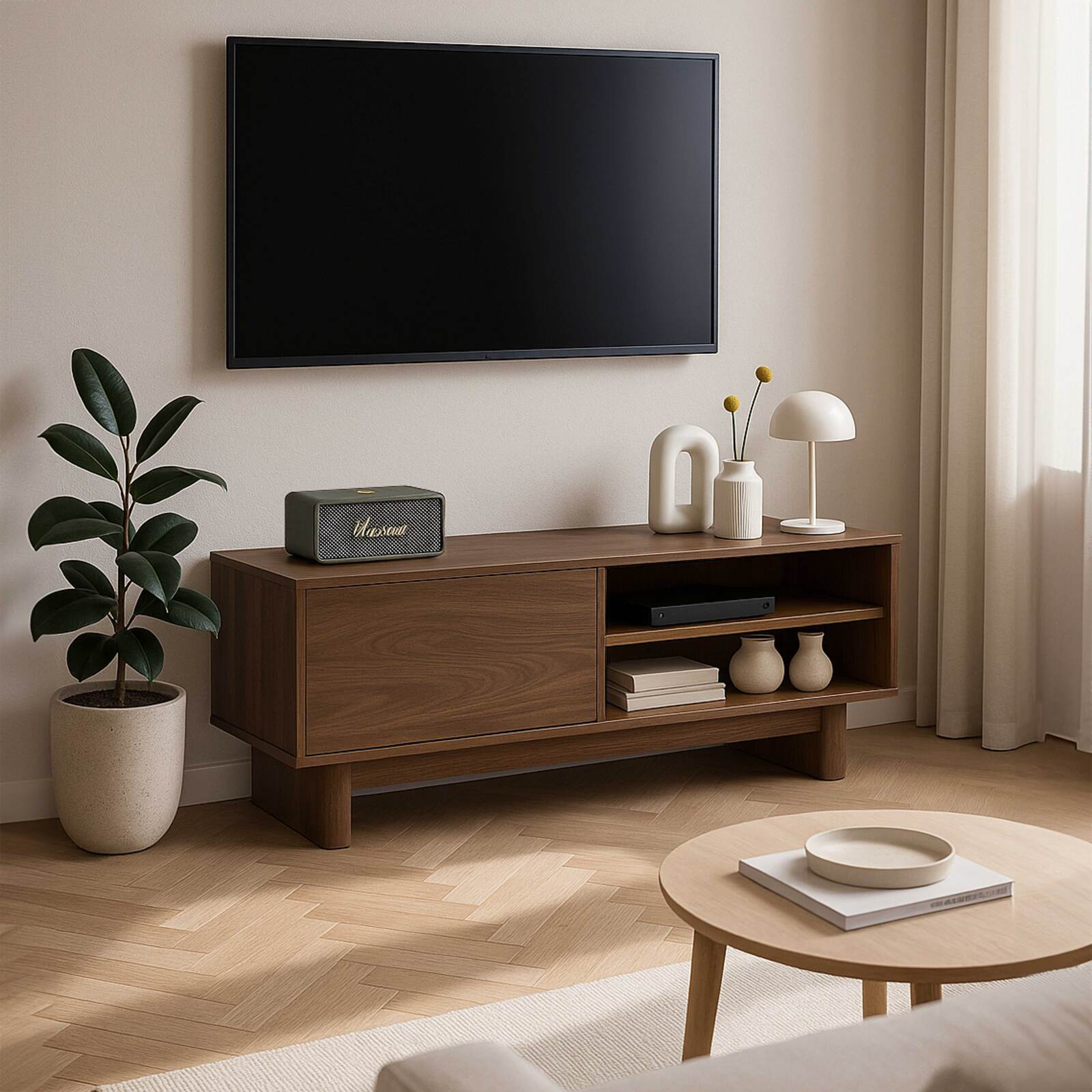 Mobile TV effetto legno 120 cm stile scandinavo