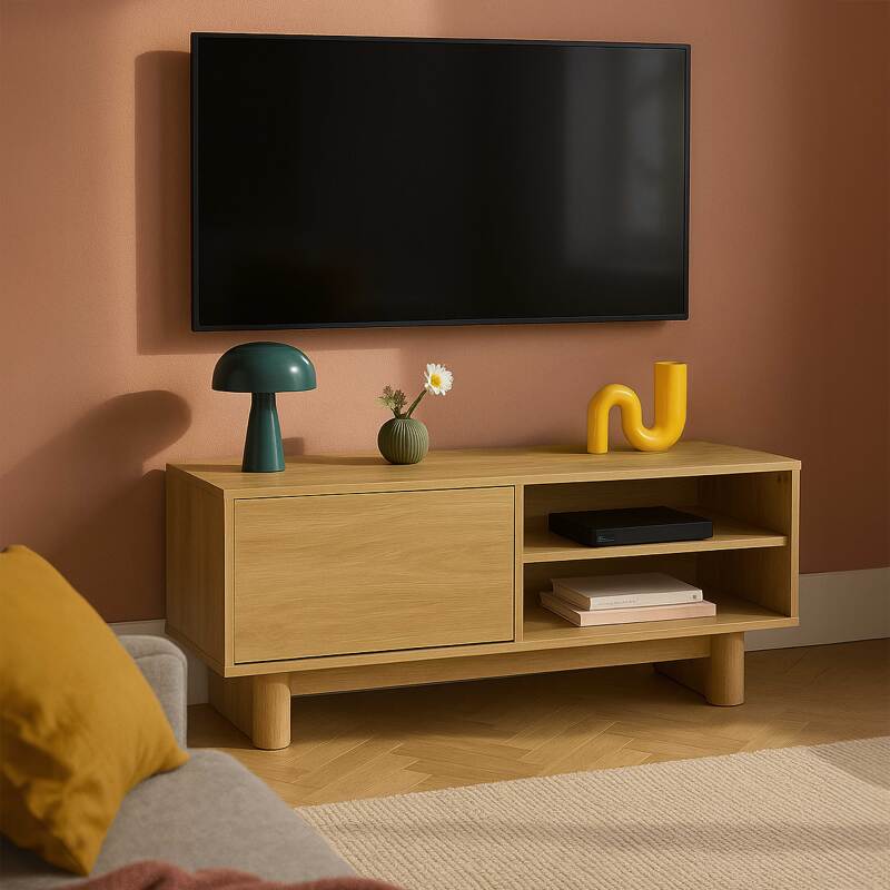 Mobile TV effetto legno 120 cm stile scandinavo