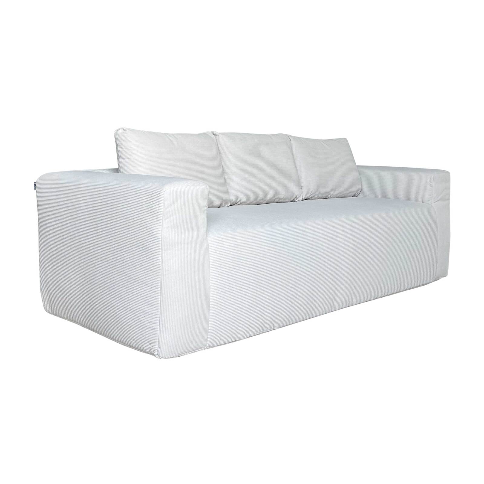 Divano 3 posti in tessuto a coste con cuscini