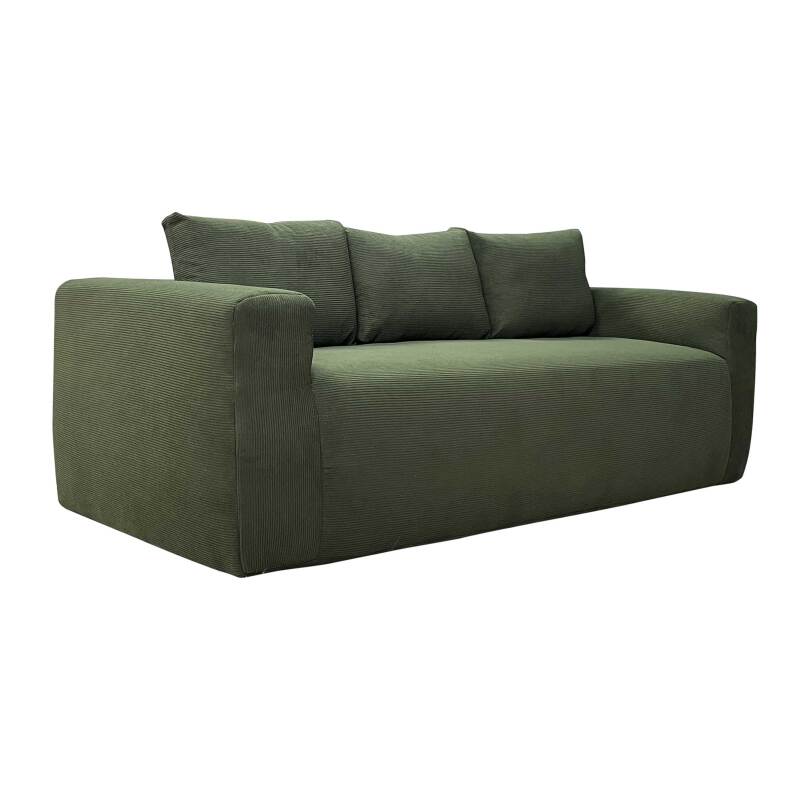 Divano 3 posti in tessuto a coste con cuscini
