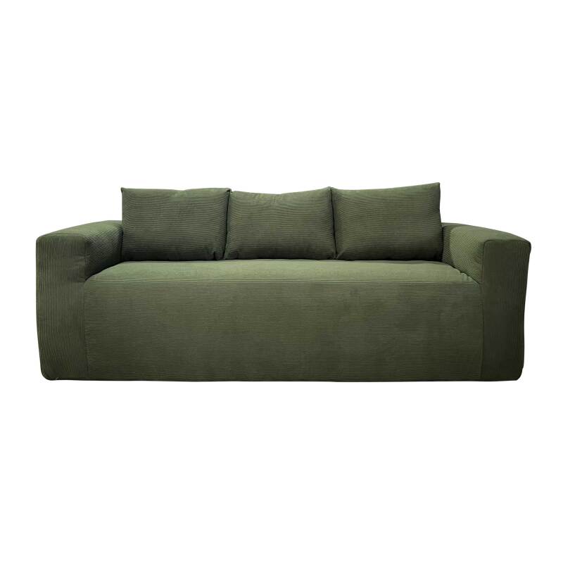 Divano 3 posti in tessuto a coste con cuscini