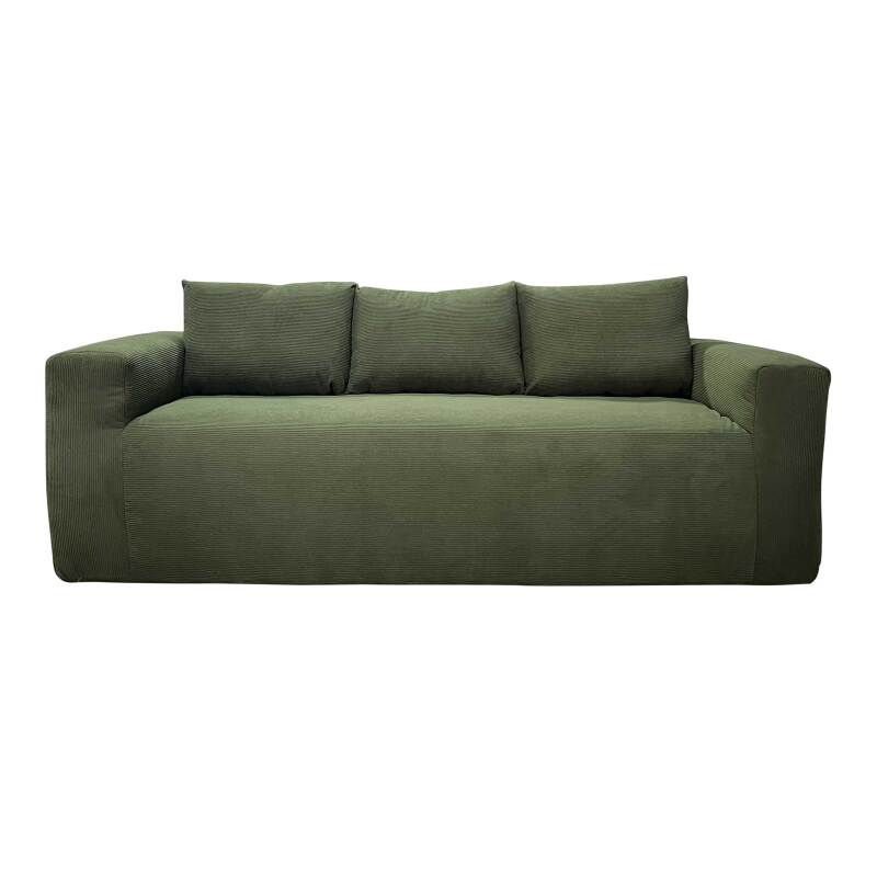 Divano 3 posti in tessuto a coste con cuscini