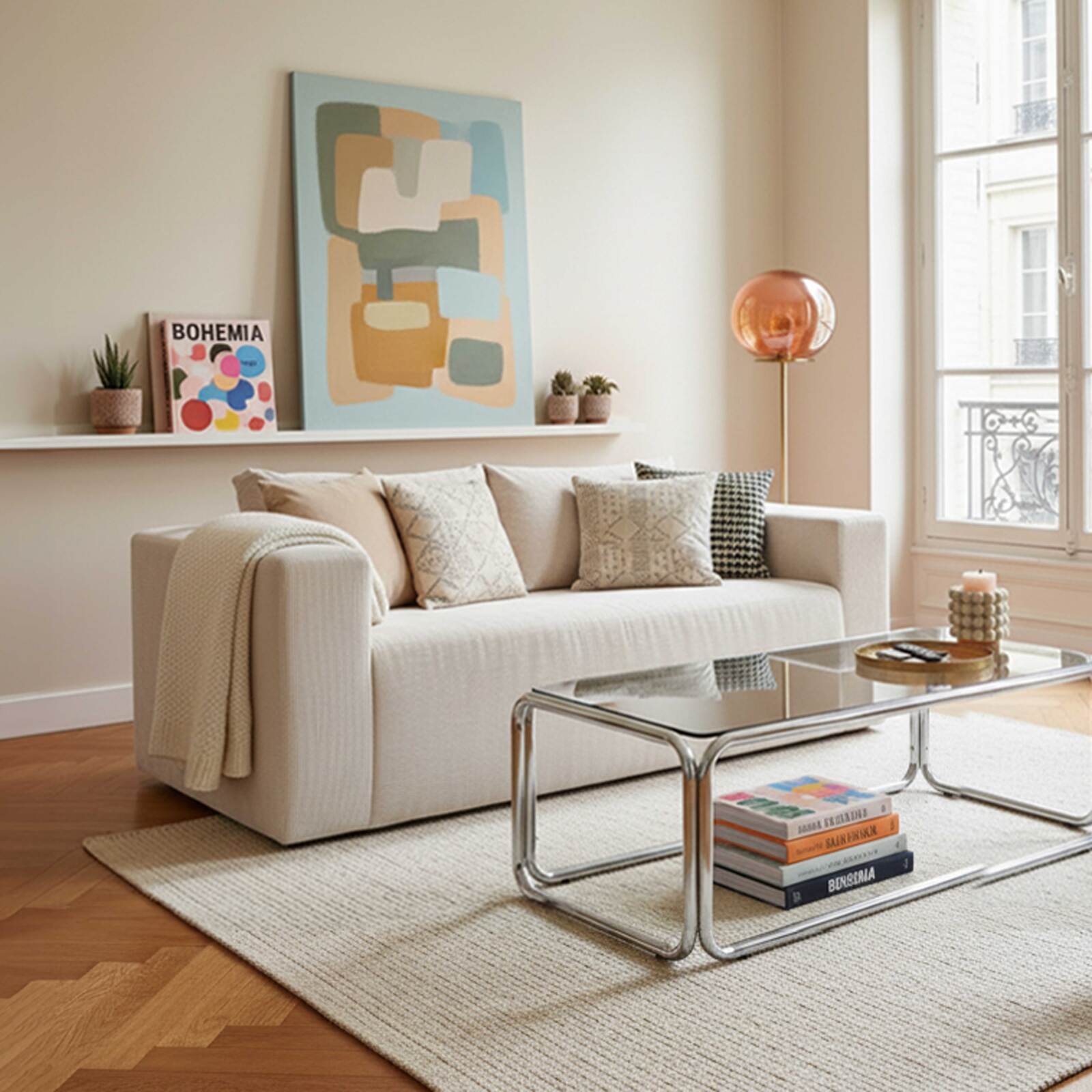 Divano 2 posti in tessuto a coste con cuscini