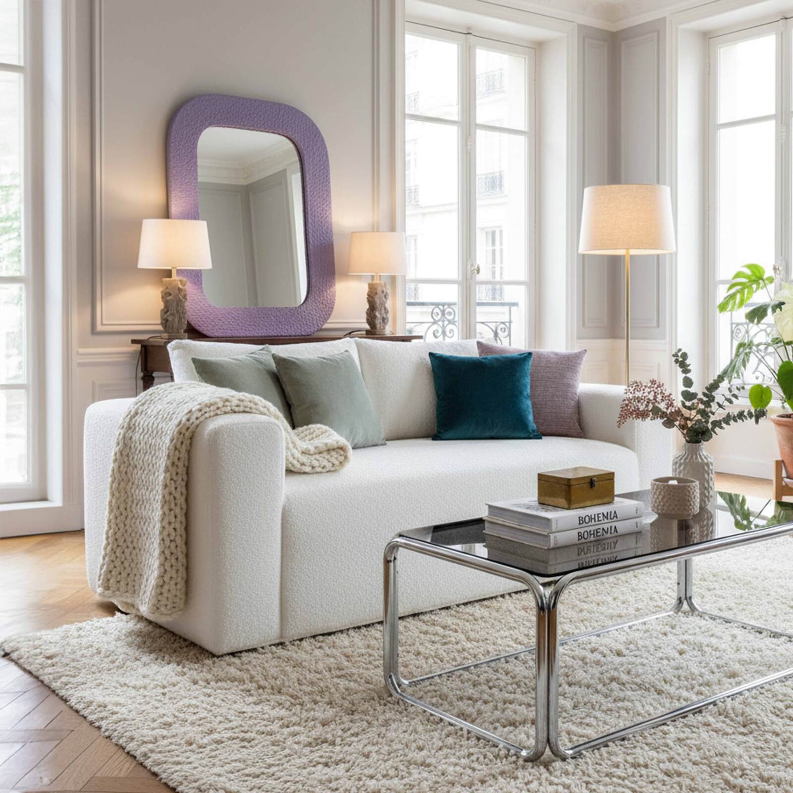 Divano 2 posti in tessuto spugna con cuscini