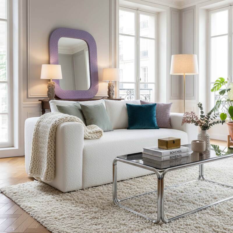 Divano 2 posti in tessuto spugna con cuscini