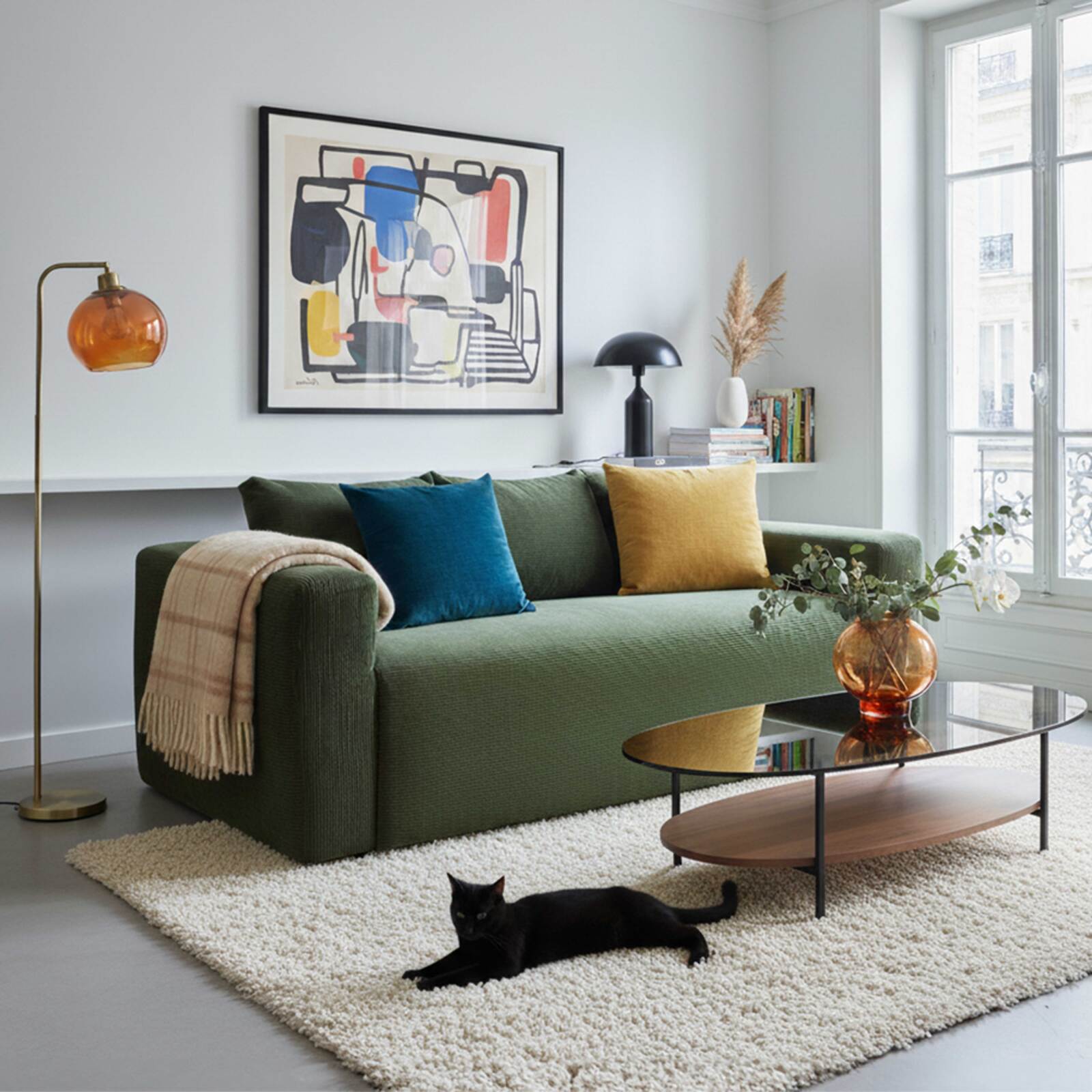 Divano 3 posti in tessuto a coste con cuscini Divano 3 posti in tessuto a coste con cuscini