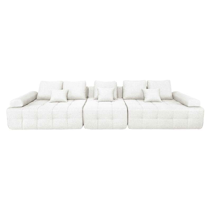 Divano 5 posti in tessuto con cuscini