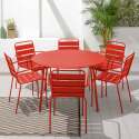 Tavolo da giardino rotondo Ø120 x 72 cm e 6 sedie in metallo
